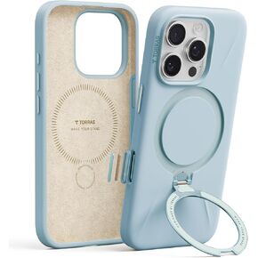 TORRAS Magnetic for iPhone 16 Pro Max Case Silicone with Stand, Fit for MagSafe, 360° Ring Stand with Camera Control, Liquid Silicone Case, Protective Case for iPhone 16 Pro Max 6.9'', Desert Gold