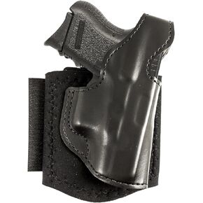 DeSantis Die Hard Ankle Rig - Concealed Carry Ankle Holster, Leather Lined Holster with Thumb Break, Neoprene Leg Band, Compatible with Glock 26, 27, 33 - Right-Hand Draw, Black