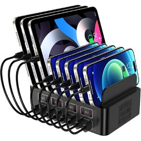 Charging Station for Multiple Devices, 16 Port USB Fast Charging Station, 175W Ipad Charger Station, Multiple Charger Organizer Compatible with Smartphones, Tablets and Other Devices
