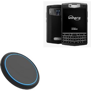 BoxWave Charger Compatible with Unihertz Titan - SwiftCharge PowerDisc Wireless Charger (15W) with Wireless Chargers That Require QC3.0 minicube, Qi Wireless 15W Circular Desktop Charger - Jet Black