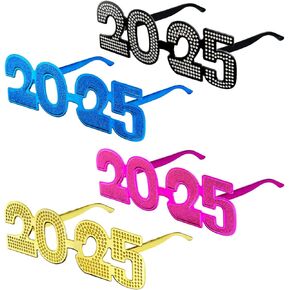 2025 New Years Eve Glasses - 4PCS, Happy New Year Party Supplies Favors Decorations Gifts, NYE Plastic Glasses Eyewear Photo Booth Props, Class of 2025 Graduation Party Accessories