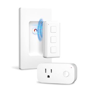 BN-LINK Remote Control Outlet Plug, Wireless Light Switch Wall Mounted, No Wiring Needed, Magnetic Remote Switch Outlet for Lights, 15A, 100ft RF Range, Pre-Programmed