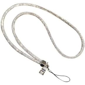 1 Pc SilverCrystal Phone Lanyard Full Diamond Pendant Wrist Strap Bling Wristlet Keychain Strap for Woman Wallet Bag Credit Card Holder Accessories