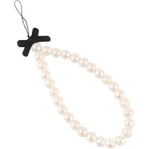 White Mobile Phone Case Decorations Chain Black Bow White Pearl Beaded Phone Lanyard Wrist Strap Anti Lost Phone Charm Strap Fashion Phone Case Keychain, Accessories Cell Phone Charms