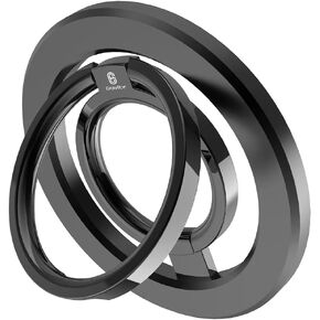 Ultra Strong Magnetic Phone Ring Holder and Stand, Instant Install and Removal, Adjustable Angles, Sleek Design, Beautiful Durable Finish (Silver)