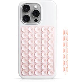 Double Sided Phone Mount (Pink) - Silicone Suction Cup Phone Case - Free Strong Sticky Grip Holder - Stand for iPhone and Android - Selfies & Videos