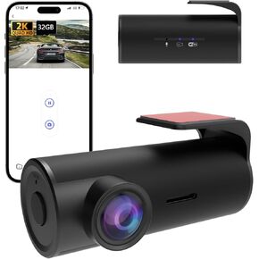 Dash Cam 2K Car Camera,Mini Hidden Front Dash Camera for Cars,Free 32GB SD Card,Built-in WiFi,Night Vision,WDR,Loop Recording,G-Sensor,App Control,Support 256GB Max(C1)