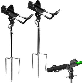 Fishing Rod Holders , Fishing Pole Holders for Ground, Multifunctional Stainless Steel Beach Fishing Rod Holder Fishing Gifts for Men(2 Pack)