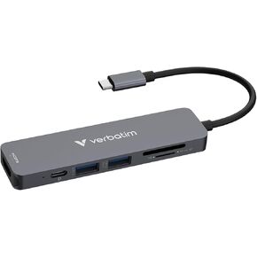 حرفي USB-C أساسيات Multiport Hub-7 منافذ: (2) USB-A 3.0/3.2 Gen 1 ، (2) USB-C 3.0/3.2 Gen 1 ، SD و Micro SD Slots مع 4K HDMI وتصل إلى 100 واط توصيل الطاقة