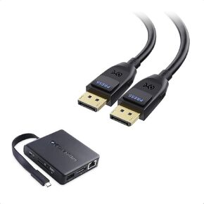Cable Matters 8-in-1 USB C Hub DisplayPort 1.4, 4K@240Hz, 2m/6.6ft, Black, USB-C Hub for Laptops/Computers, Personal Computer, Laptop, Gaming Console, Smartphone, Tablet