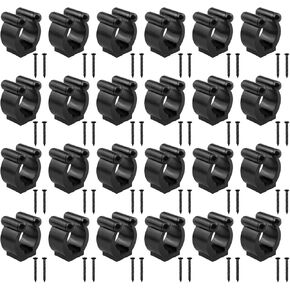 Fishing Rod Clips Double Hole Clamp Fishing Rod Holder Clips Fishing Rod Clips for Fishing Rod Pool Cue Positioning Supplies with Black Screws 24PCS