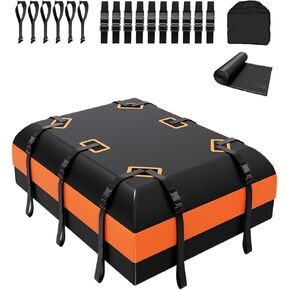 DEEAGLE 15 Cubic Feet Rooftop Cargo Carrier, Waterproof Car Roof Cargo Carrier Car Storage Bag for All Vehicle with Without Rack, Includes Non Slip Mat, 4 Door Hooks, 8 Reinforced Straps