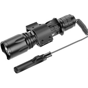 NAKCNM Tactical Flashlights Rechargeable with 3000 High Lumen 5 Modes Super Bright Flashlight Picatinny Rails Mount and Pressure Switch Flash Light for Outdoor Camping