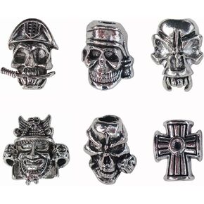 6pcs Knife Paracord Lanyard Ropes Alloy Skull and Cross Beads,EDC Multifunctional Tool Outdoor Camping Folding Knives Gadget Ornaments (Bronze)