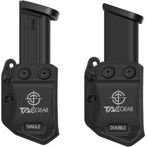 Tactical IWB OWB Magazine Carrier Belt Clip Mag Holder for Glock,Ruger,S&W,M&P,SIG Sauer,H&K,Walther,Taurus,IWI,Hellcat,CZ,Springfield,Colt,Beretta 9mm .40 .45ACP Single Stack Double Magazine