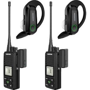 SAMCOM FPCN10A UHF Walkie Talkies Long Range with BTEAR-02 Wireless Earpiece, 2 Pack