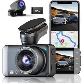 JOMISE Dash Cam Front and Rear 4K+1080P, 3" LCD, Starvis Sensor, Built-in GPS, WDR, Night Vision, Dash Camera for Cars with WiFi, Parking Mode, 32GB Card, Reliable Dashcam for Safety Recording