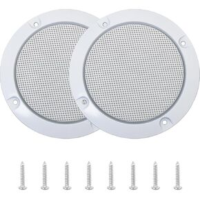 MEETOOT 2PCS 3 Inch White Speaker Grille Metal Mesh Cover Audio Protector with Screws for Home and Outdoor Sound System Installation