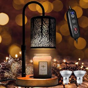 Candle Warmer Lamp with Timer and Dimmer, Electric Candle Warmer, Adjustable Height and Flavor(2 Bulbs)