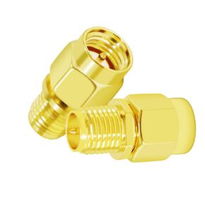 SMA Male to RPSMA Female Coaxial Connector SMA Coax Adapter Gold Plated Connector for WiFi/Antenna/Two-Way Radio/FPV Drone 2PCS