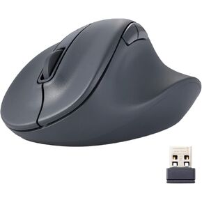 ELECOM Wireless Ergonomic Shape Mouse, 2.4GHz with Mini USB Receiver, Silent Click, Right Hand 2000DPI, 5 Buttons, Optocal Sensor, Compatible with PC, Mac, Laptop, EX-G, Ssize Black (M-XGS30DBSKBK)