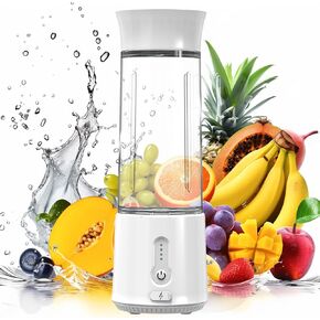 Portable Blender for Smoothies Shakes, 500ml Food Prep Mini Travel Blender Personal Blender USB- C Mini Rechargeable Blender with 6 Blades for Sports Travel Gym