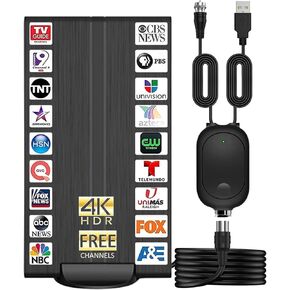 Amplified Outdoor/Indoor Digital TV Antenna – 2025 Powerful Amplifier Signal Booster up to 500+ Miles Range Support 4K 1080p Full HD Smart and Older Tvs
