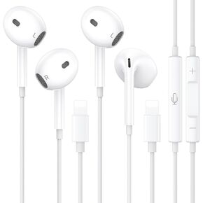 2 Packs - for iPhone Headphones Wired Earbuds Earphones with Built-in Microphone & Volume Control Noise Reduction [MFi Certified] Wired Headphones for iPhone 14/13/12/11/Pro/Pro Max/SE/Pad/XR/XS/X