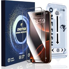 Full Edge Coverage Tempered Glass Screen Protector for IPhone 15 Pro Max 6.7 inch, 2 Pack Edge Reinforcement, Self-Aligning Installation, Case Friendly Privacy Screen Protectors