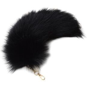 Fluffy Fur Wolf Tail Keychain Black Red Purple Fox Tail Key Chain Cosplay Toy Costume Keyring for Women Girls
