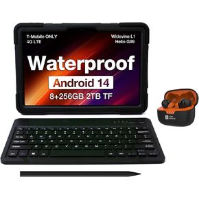 AGM PAD P2 Active Rugged Android 14 Tablet with Keyboard, Stylus, Protective Case, and Wireless Bluetooth Earbuds Set, Waterproof & Drop-Proof, Widevine L1, 11" 90Hz FHD 480 NITS Display, G99, 8000mAh