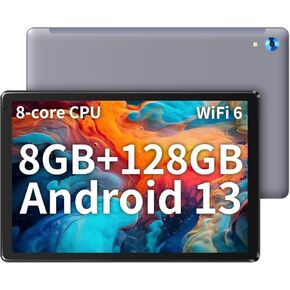 Android Tablet, 10 Inch Android 13, 1280x800 IPS HD Touch Screen Tablet with Dual Camera, 8GB RAM 128GB ROM 1TB Expand Octa Core, Bluetooth, 5000mAh Battery