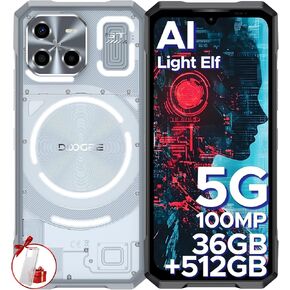 DOOGEE Blade GT Ultra Rugged Phone Unlocked 5G,AI Rugged Smartphone with LED Light Effect,6.72" FHD+ 120Hz,4nm D7300 CPU,36GB+512GB/2TB DDR5,10.5mm Ultra-Thin Gaming Phones,100 AI Camera/WIFI6/NFC