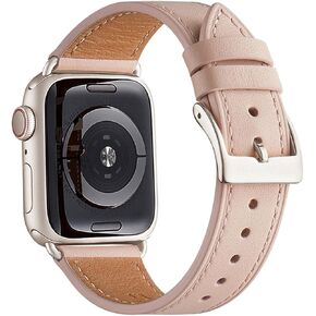 Bestig Leather Bands Compatible with Apple Watch Band 38mm 40mm 41mm 42mm 44mm 45mm 46mm 49mm for Women Men, Genuine Leather Wristband Strap for iWatch Ultra SE Series 10 9 8 7 6 5 4 3 2 1