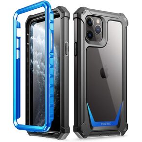 iPhone 11 Pro Case, Poetic Full-Body Hybrid Shockproof Rugged Clear Bumper Cover, Built-in-Screen Protector, Guardian Series, Case for Apple iPhone 11 Pro (2019) 5.8 Inch, Blue/Clear