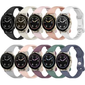 10 Pack Slim Silicone Sport Bands Compatible for Garmin Venu 3S/Vivoactive 4S/Venu 2S/ Vivomove 3S/Forerunner 255s/Forerunner 265s, 18mm Soft Thin Quick Release Strap for Women