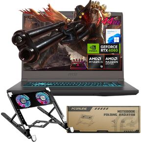 MSI Ultra Thin A15 B8VF VR-Ready AI Gaming Laptop, 15.6 FHD 144Hz, AI AMD Ryzen 9 8945HS, NVIDIA GeForce RTX 4060, 32GB DDR5 RAM, 1TB SSD, Cooler Boost, Bundle with PCO Notebook Fold Radiator, Cooler