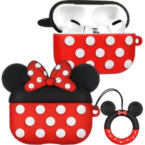Boaretiu for AirPods Pro/Pro 2nd Generation Case - Cute Kawaii Red Bow with Keychain for AirPods Pro & Pro 2 Case Cover Funny 3D Soft Silicone Fun Cool for Girls Women Teens Boys