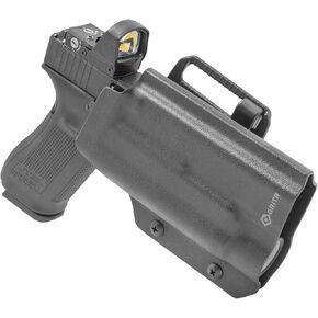 GRITR OWB Kydex Right Hand Gun Holster Compatible with Glock 17 - Fits Streamlight TLR-1, Compatible with Safariland QLS/G-Code RTI Attachments, Optic Cut, Adjustable Belt Loops & Open Bottom