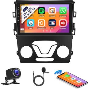 SIXWIN Android 13 Car Radio for Ford Mondeo 2013-2019 with Wireless Apple Carplay Android Auto Mirror Link 2G+32G Bluetooth 9 inch Touchscreen with GPS Navigation WiFi EQ FM Backup Camera MIC
