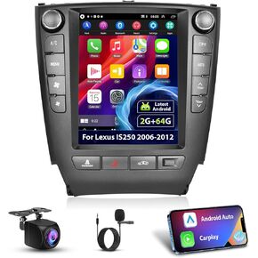 2+64G Radio for Lexus IS250 2006 2007 2008 2009 2010 2011 2012 Android 13 CarPlay Car Stereo 9.7'' Touch Screen Compatible with Android Auto AHD Backup Camera Bluetooth GPS WiFi Hi-Fi