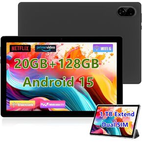 Android Tablet 10.1" inch, 4G LTE Dual SIM, 20GB RAM,256GB Storage,Supports Extend 1TB, IPS Touchscreen,Dual Camera, WiFi/WLAN/Bluetooth/GPS,TYD-109pro (Black, 256 GB)