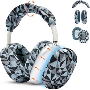 WC Sweatz, Shellz, and Bandz Protective Covers Bundle for Airpods Max Headphones by Wicked Cushions | Geo Grey