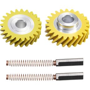 2 PCS Mixer Worm Gears & 2 PCS Carbon Brushes Compatible with Whirlpool & KitchenAid Mixers Replace #: W10112253, W10380496, 4162897, 4169830, WPW10112253, AP4295669