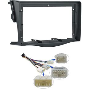 9'' Car Radio Stereo Dash Frame Fascia Bezel Panel w/Power Harness Compatible Cable for Toyota RAV4 2006 07 08 09 10 11 12 Install Mount Kit