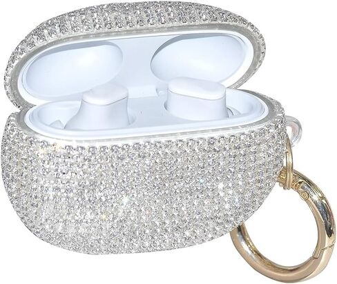 for Beats Studio Buds Wireless Bluetooth Headphones Case, Sparkling Premium Diamond Headphone Cover, Full Protection Shock and Scratch Resistant Protective Case for Women and Girls White in Saudi Arabia