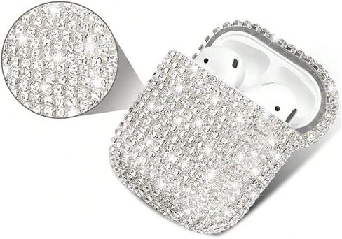 for Beats Studio Buds Wireless Bluetooth Headphones Case, Sparkling Premium Diamond Headphone Cover, Full Protection Shock and Scratch Resistant Protective Case for Women and Girls White in Saudi Arabia
