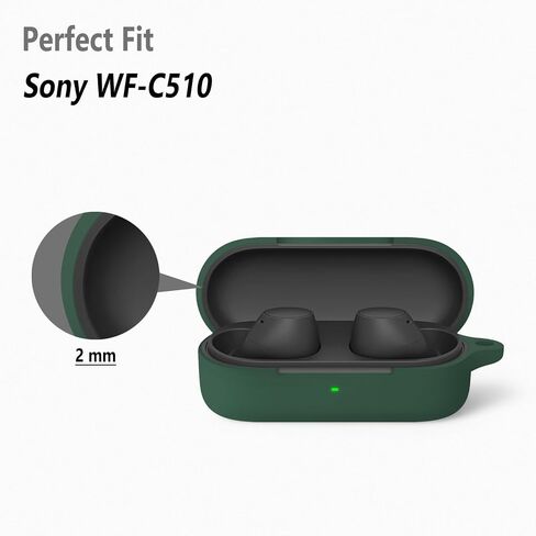 علبة سيليكون Geiomoo لـ Sony WF-C510 ، غطاء وقائي مقاوم للخدش مرن ناعم مع Carabiner (أسود) in Kuwait