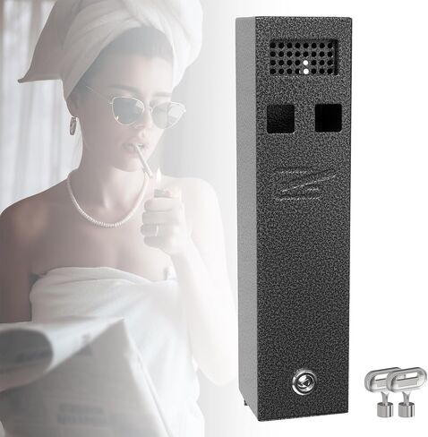 Standing Cigarette Butt Receptacle for Outside, Outdoor Cigarette Butt Disposal, Commercial Smoking Receptacles to Avoid Discarding Cigarette Butts,Includes Inner Box-Black in Saudi Arabia