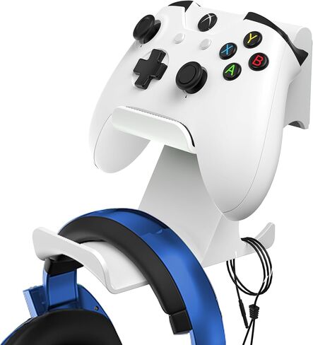 6amLifestyle Controller and Headphone Wall Mount Holder Stand with Cord Hanger for PS5 PS4 Xbox One Switch Pro Gamepad Controller Hook Strong Adhesive/Screws, White in Kuwait
